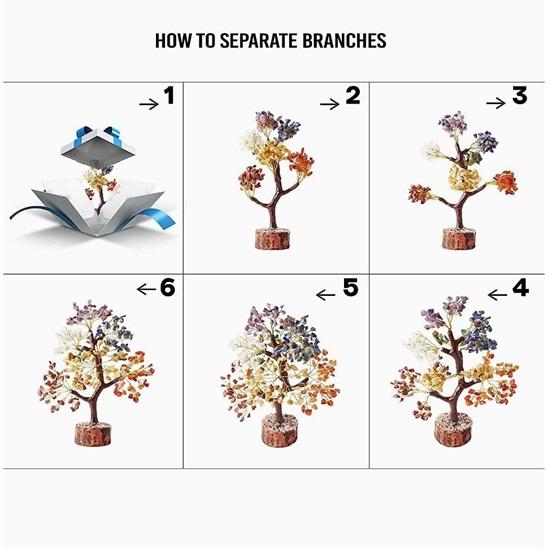 Gemstones, Seven Chakra Crystal Tree Showpiece for Good Luck Home Decor Item Bonsai Money Tree Plant Gift Item Figurine Standard 1 Piece