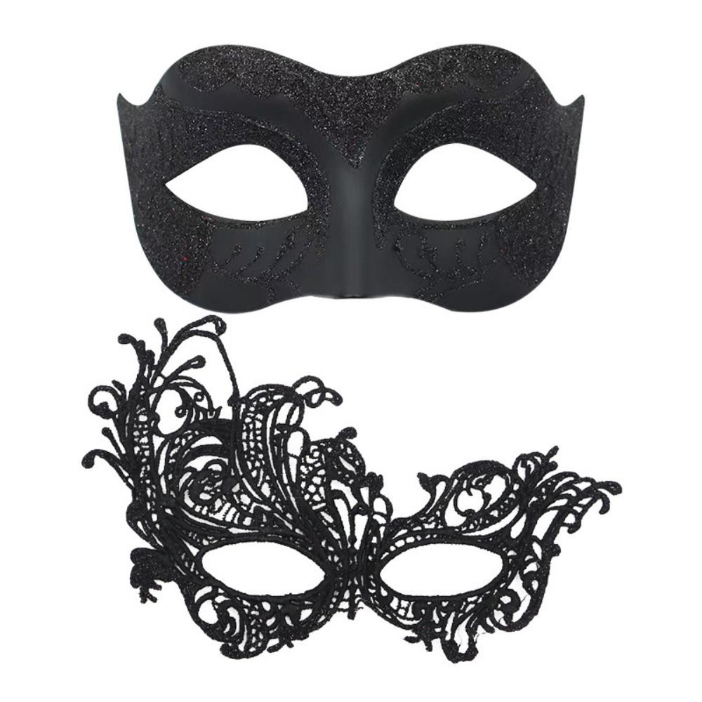 

2PCS/set Elegant Couple Masks Women Lace Mask Men Painted Half Face Mask Eye Mask Set Masquerade Party Decoration Costume Prom