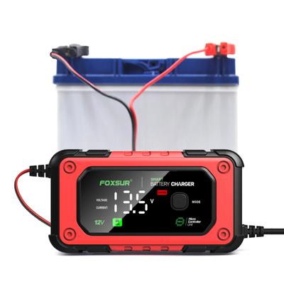 FOXSUR Autobatterieladegerät, intelligentes Batterieladegerät mit Funktion, großes, buntes Display, mehrere