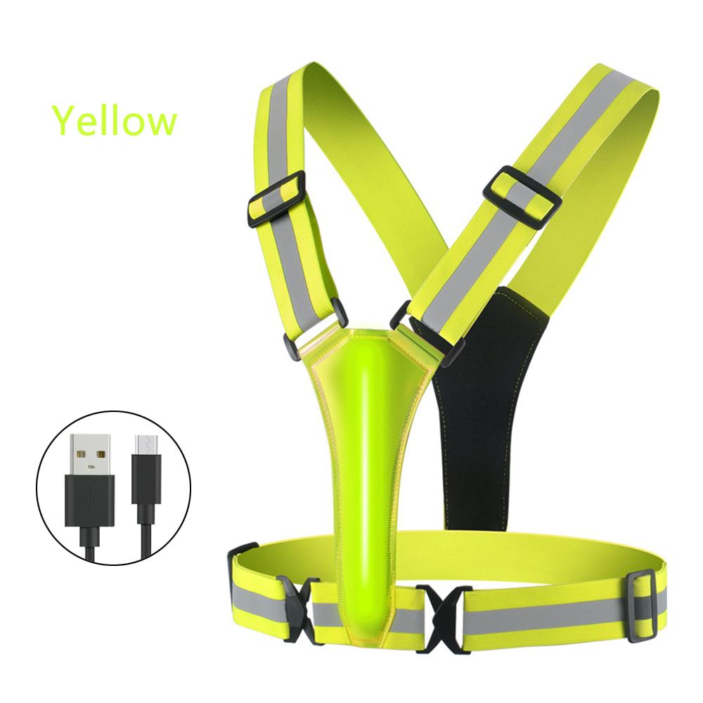 Nová LED reflexní vesta dobíjecí přes USB, nastavitelný pas/ramena pro ženy, muže, děti