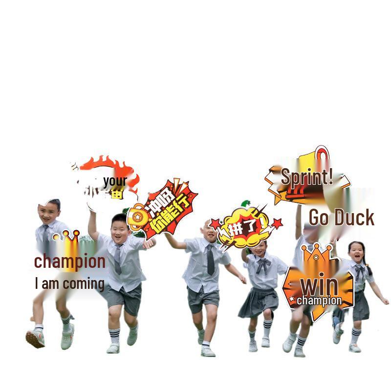 School Sports Ceremony Cheer Handheld Sign Prop with Cat Design