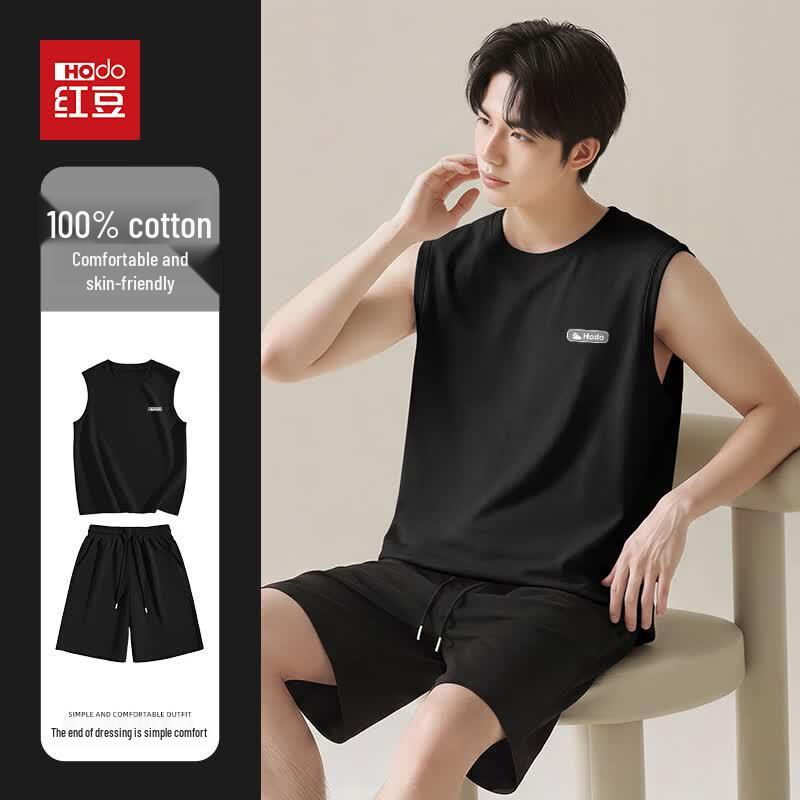 Hodo Herren Baumwoll Tanktop & Shorts Loungewear Set