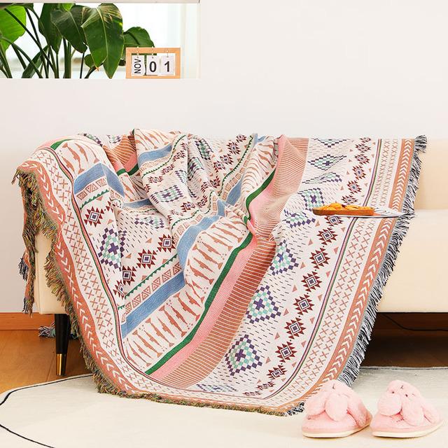 Double Side Boho Plaid Decorative Blankets For Bed Sofa Cover Camping Picnic Blanket Mat Tapestry Chair Couch Slipcover Blanket