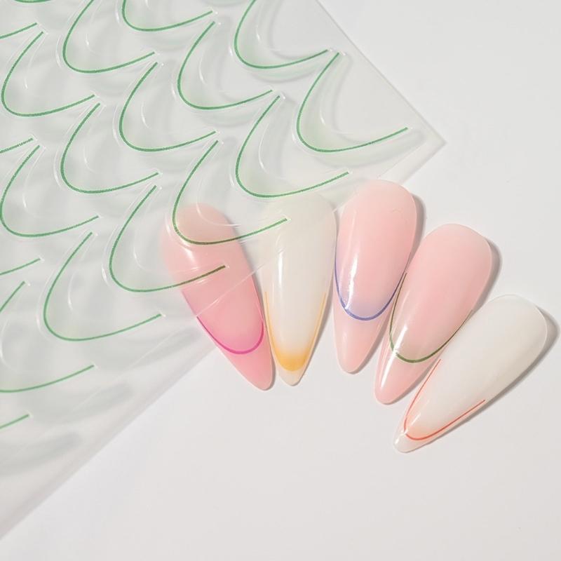 12 Sheets Self-Adhesive Nail Decals French Tip Nail Stickers Nails Art Decorations French Line Nails Art Stickers