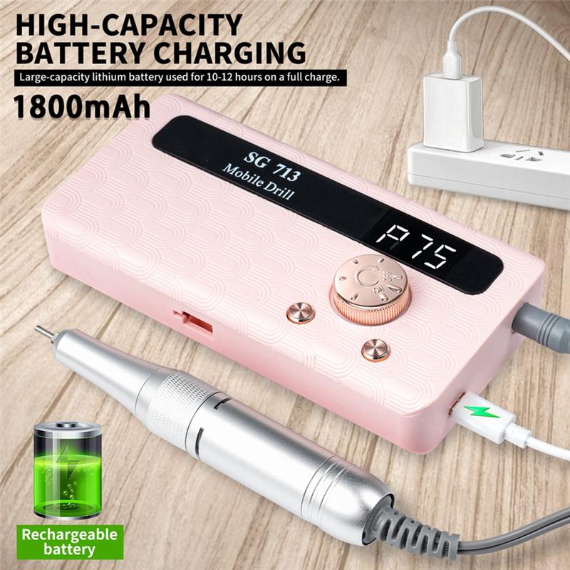 High-Speed Cordless Nail Drill High-Speed Nail Grinder Suitable For Home Use White белый