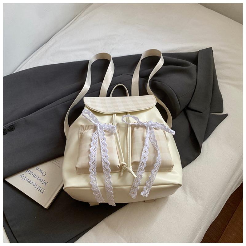 Autumn cute bow backpack women s commuter large capacity soft face backpack casual student school bag белый 2550₽