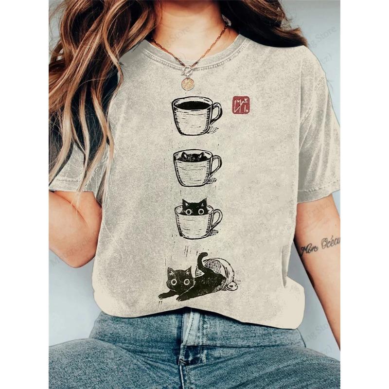 

Anime Cat Samurai 3D Print Vintage Graphic T-shirt Women Fashion Casual Oversized Short Sleeve Tops Tees Ladies Clothes Animal XL