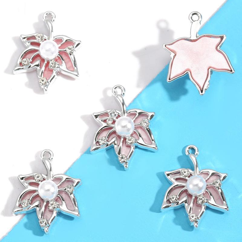 10Pcs Alloy Mixed Style, Inlaid Pink Resin Star And Moon Pendant, Diy Necklace, Bracelet Accessory