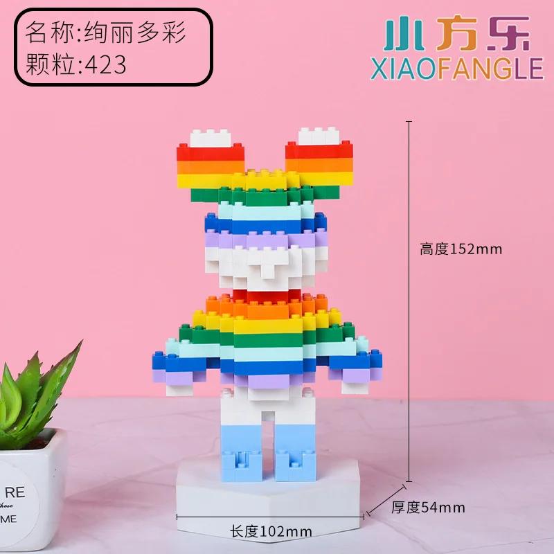 Funny Mini Bear Gloomy Cartoon 3D Micro Building Blocks Creative DIY Model Figure Toys Table Decor For Kids Birthday Gift