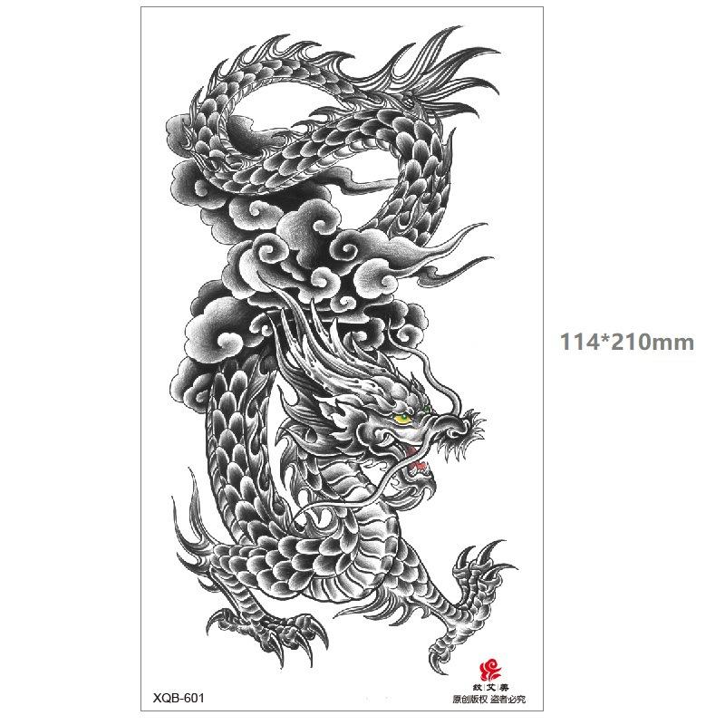 

Дракон Волк Тигр Черный Водный Переводной Имитация Одноразовый Временный Набор Животных Татуировки Наклейка На Половину Руки 114*210MM