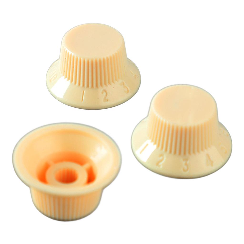 3 Stück Gitarren-Reglerknopf 1 Lautstärke 2 Ton passend Top Kunststoff Set Kit Instrument Zubehör Ersatz Gelb