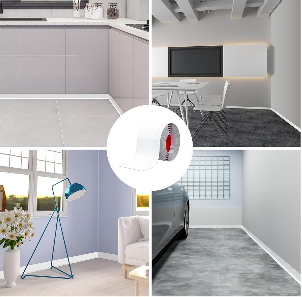 1PC 2mx8cm Flexible Baseboard Made Of Soft PVC Kickboard Line, Floor Skirting Line, Waterproof Self-adhesive Vinyl Wall