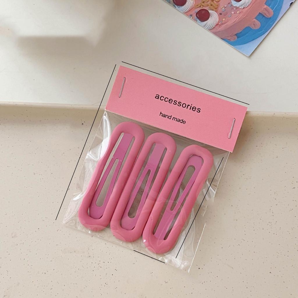 Épingles à cheveux simples givrées pour filles, 3 pièces, pinces à cheveux carrées, ovales, Triangle, pour enfants, épingles à cheveux, cliquez sur clac