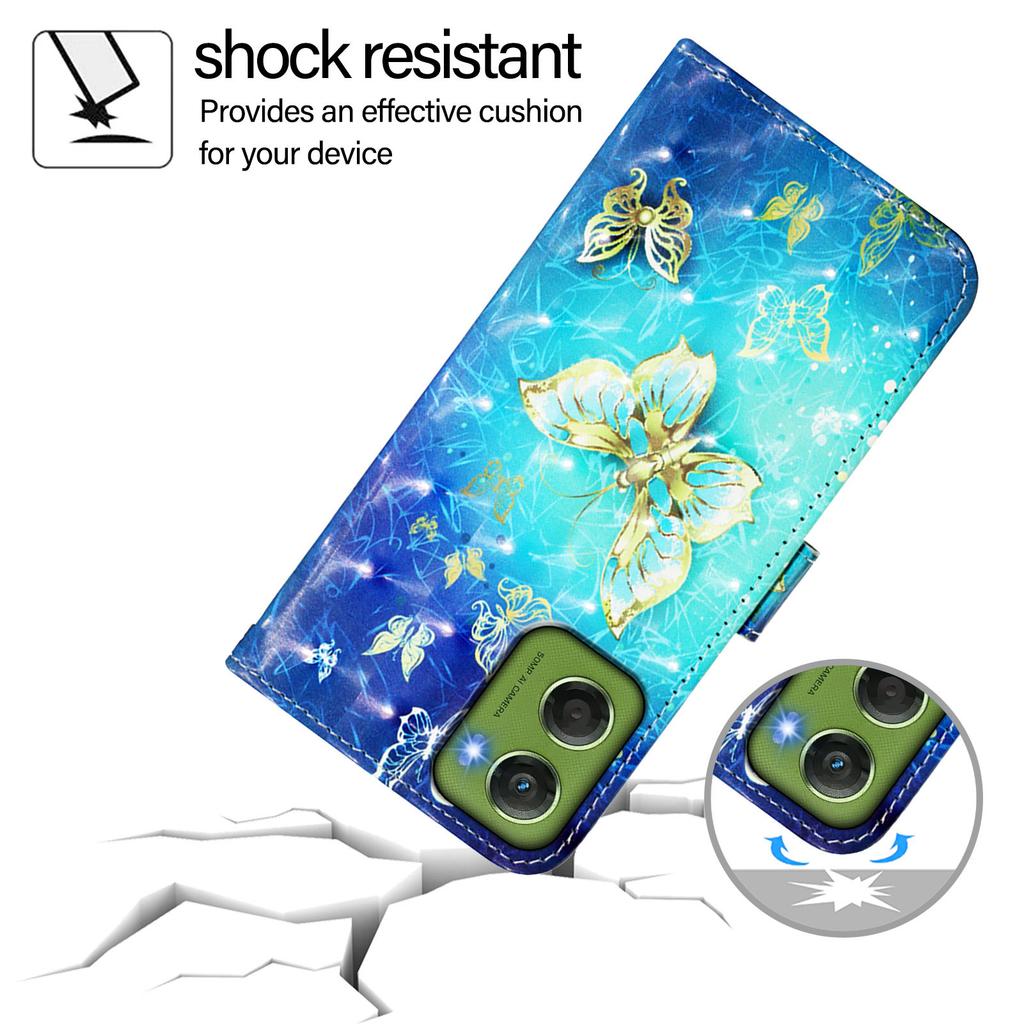 For Motorola Moto G06 4G Leather Case Pattern Printing Wallet Stand Mobile Cover with Strap