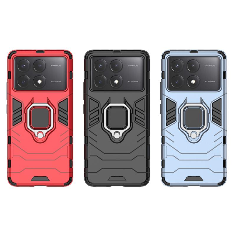 For Cover Xiaomi Poco F6 Pro Case For Poco F6 Pro Capas Phone Back Armor PC Bumper Ring Holder Magnetic Cover Poco F6 Pro Fundas