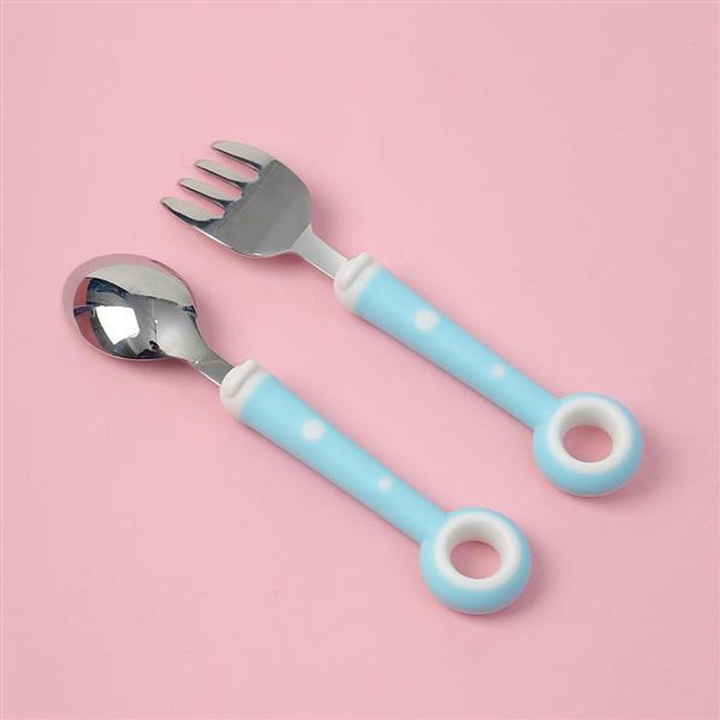 Poly Kleinkind Donut Löffel- und Gabelset (blau) Kinderlöffel