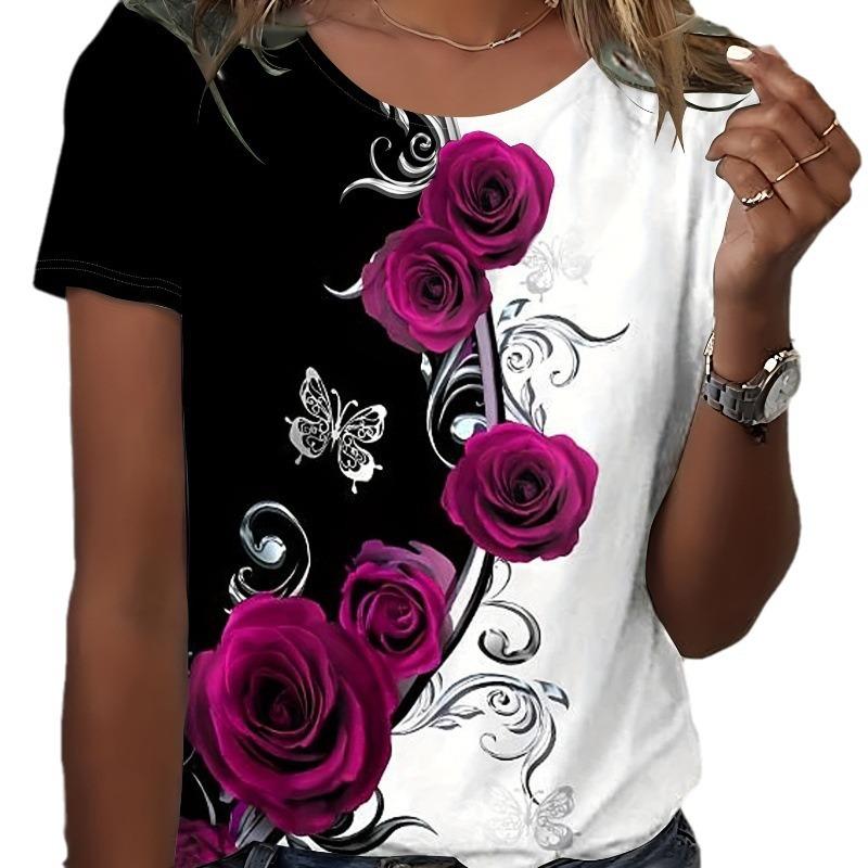 Loose Crew Neck Top Casual Simple Short Sleeve Fashion T-Shirts Women’s