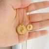 Gold Heart Letter Coin Necklace - Retro European American Style for Women