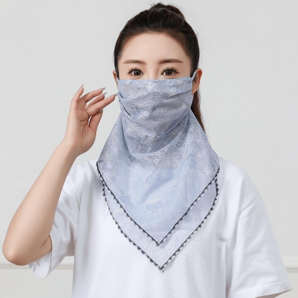 Lace Ice Silk Mask Elastic Sunscreen Veil Fashion Triangular Scarf  Sports