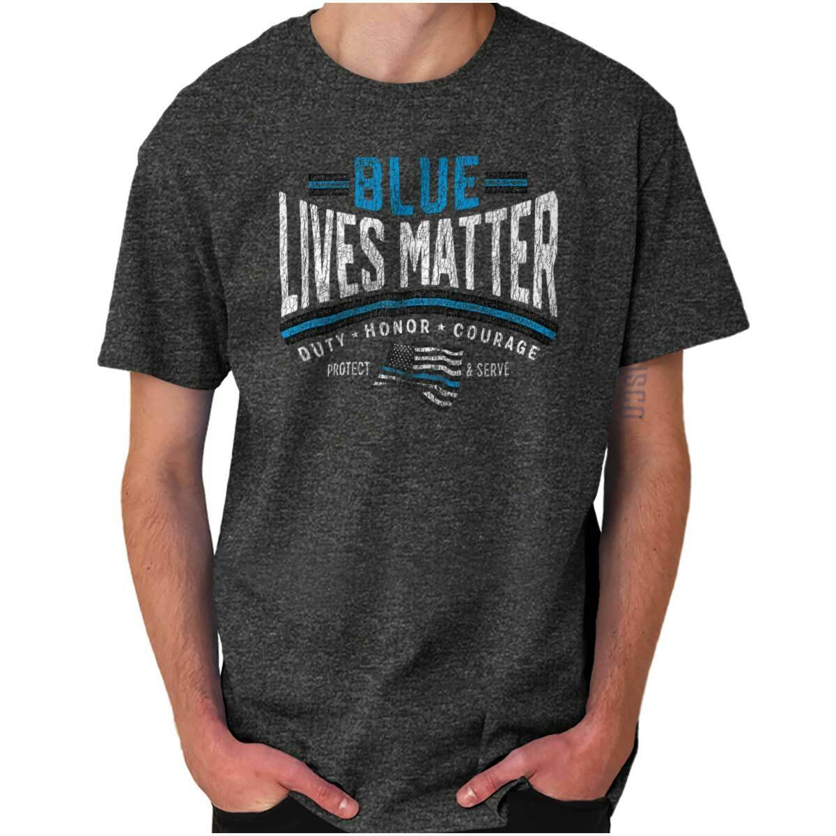 Support Blue Lives Matter Thin Line Pro Cop Womens or Mens Crewneck T Shirt Tee XXXXL