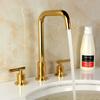 Bathroom Sink Faucet Dual Handle Gold Chrome hot & cold water Deck mounted Sink Faucets gold 3 hole 8 inch Basin tap