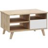 Coffee Table - VANKKA - Rectangular - Oak / Matte White - Wooden Legs - 90 X 60 X 51.8 Cm