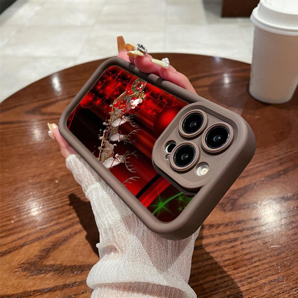N105 Christmas Happy New Year Art Soft Angel Eyes Phone Cases for iPhone 16 15 14 13 11 Pro Max 8 7 6s Plus 12 Mini XR XS Max SE Shockproof Cover