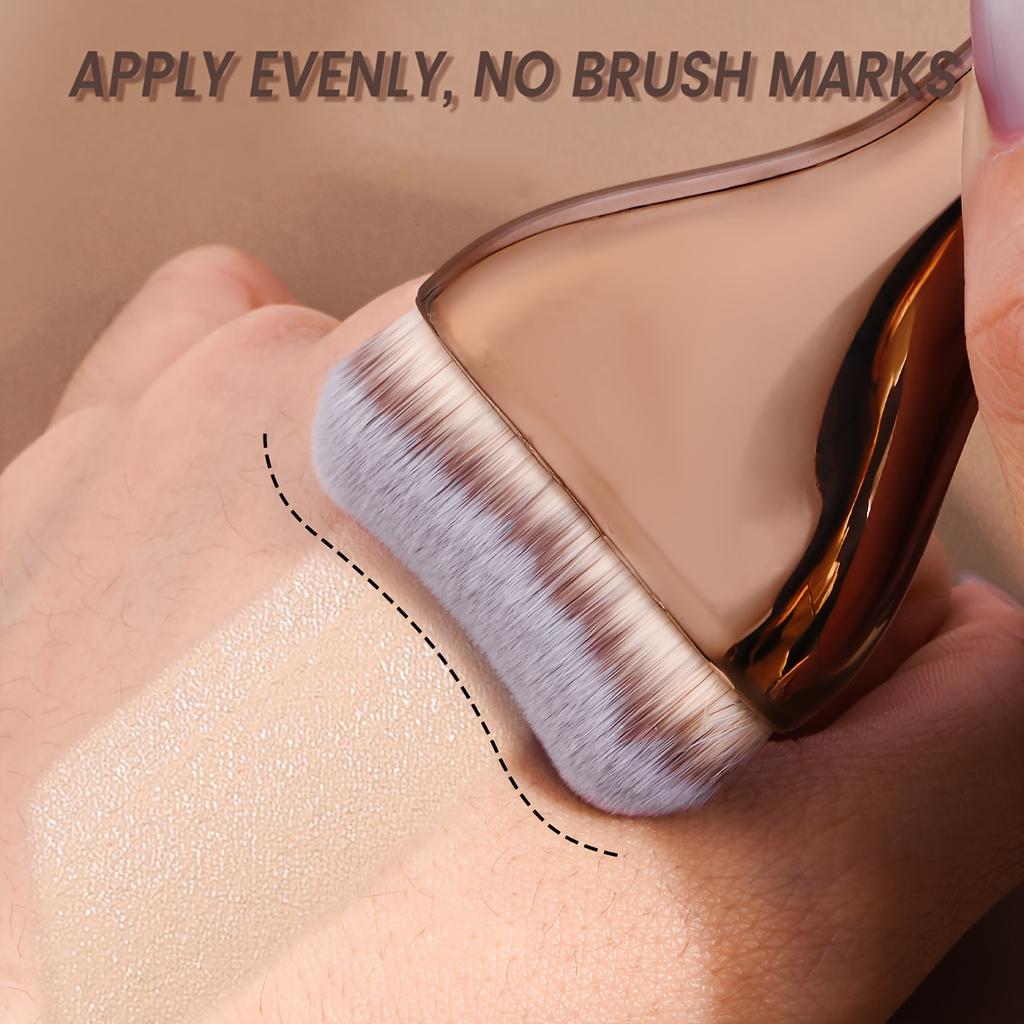 MAANGE Professional Foundation Brush - Soft Nylon Bristles, Elegant Brown Handle - For BB Cream, Liquid Foundation & Powder - Travel-Friendly