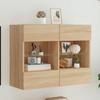 VidaXL TV Cabinet with LED Lights, Wall-Mounted TV Unit with Shelves, Hanging TV Stand for Living Room, Modern, Oak 837101
