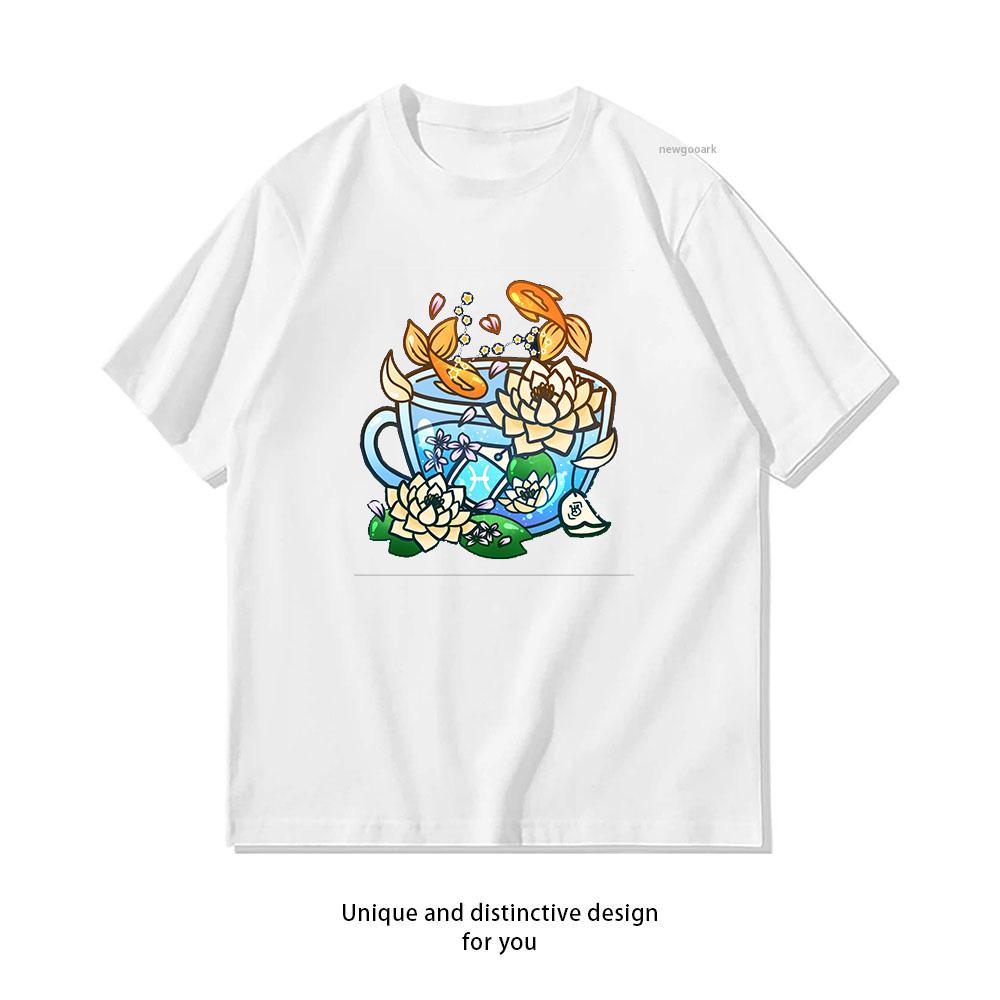Pisces Zodiac Teacup Tshirt Unisex Unisex Casual cotton graphic t shirts Adult streetwear camisetas tops tee Shortsleev