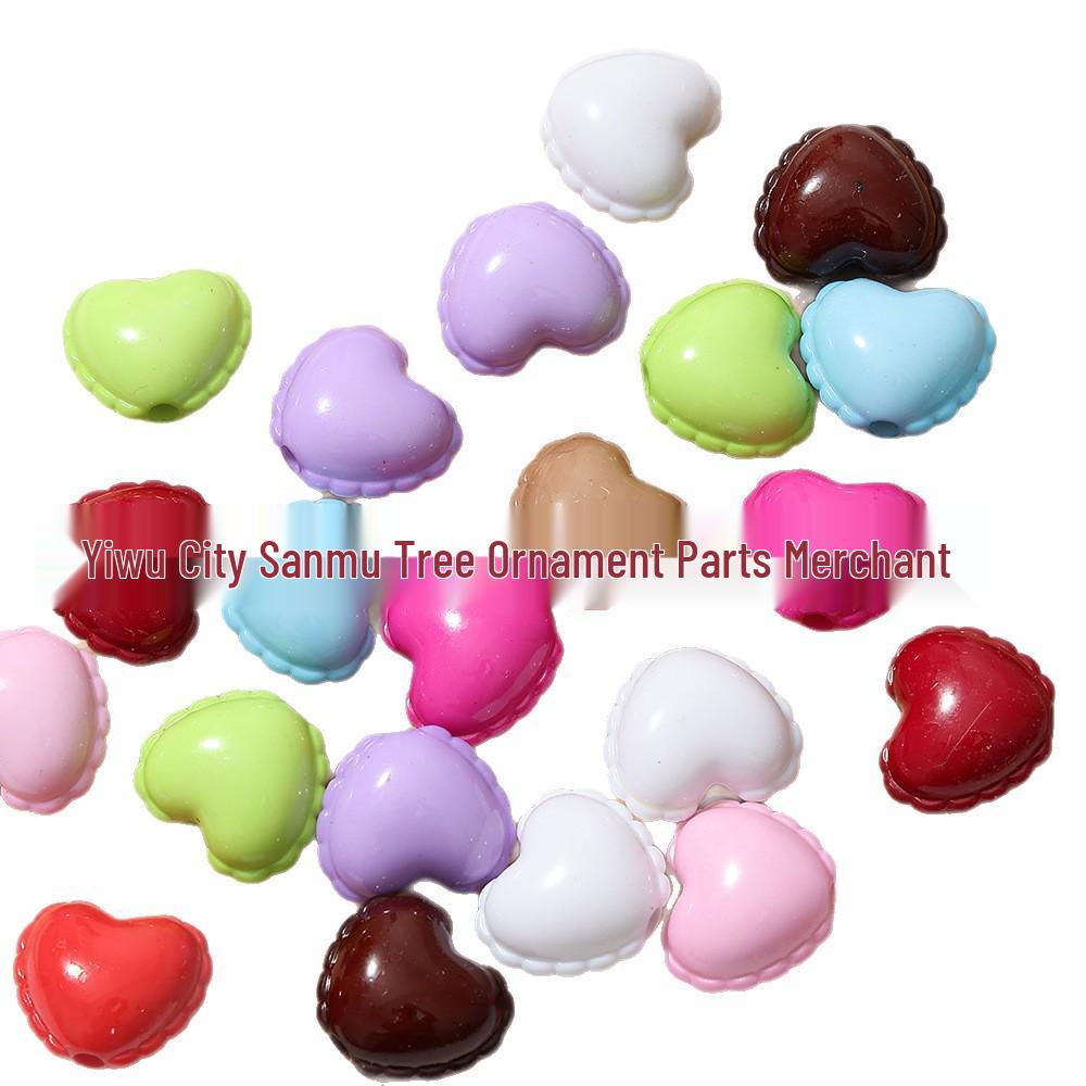 Acrylic Peach Heart Skirt Trim: Glossy Beaded Phone Charm