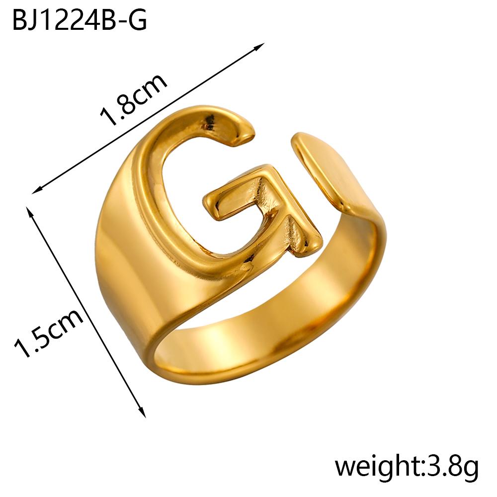 CARLIDANA Designer Initial Letters Alphabet Waterproof Gold Plated Non Tarnish Stainless Steel Fashion Jewelry Rings for Women