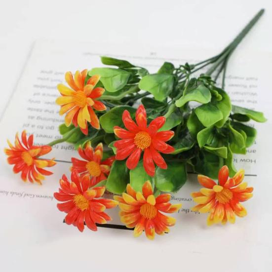 Artificial Flower Bouquet 7 Fork Realistic Fake Silk Flower Branch Home Office Indoor Outdoor Garden Faux Bloom Decoration