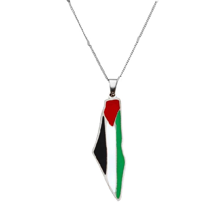 Palestinian Map Pendant Necklace Ethic Clavicular Chain Sweater Chain for Ladies