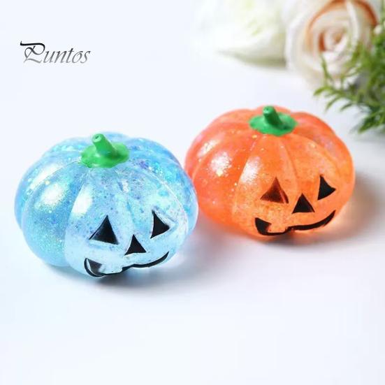 Sensorischer Stressball Halloween Kürbis Entlastungsspielzeug, Gruseliger Kopf Knet-Angst-Klar Glitzer Zuckerball, Partygeschenke Spielzeug