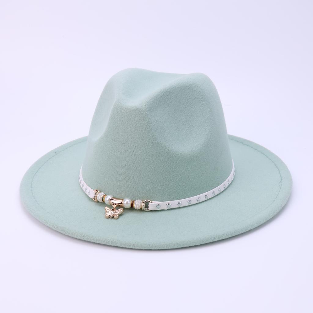 European And American Fashion Flat Top Hat Female British French Celebrity Temperament Felt Hat Autumn And Winter Versatile Warm Jazz Hat