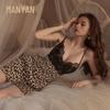 Manyan Sexy Lace High-Waist Leopard Print Nightdress with Suspenders