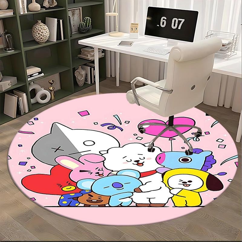 Kpop Chair mat Round Rug-Office carpet, Machine Washable, Non-slip, Suitable for Living Rooms, Bedrooms