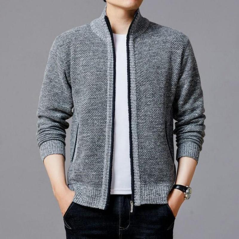 Men S Long Sleeve Zip Up Knit Cardigan Warm Fashion Sweater