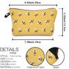 Yellow Cartoon Bee Print Makeup Storage Bag, Cute Portable Zipper Cosmetic Bag, Lightweight Durable Toiletry Bag