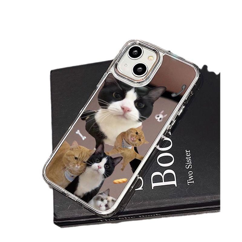 Cat conspicuous bag is suitable for Phone17pormax mirror mobile phone case 16pro Apple 15 all-inclusive 1314.