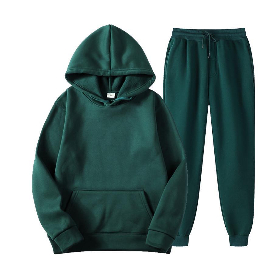 Unisex Sports Fleece-Lined Hoodie & Sweatpants Set with Custom Logo Option