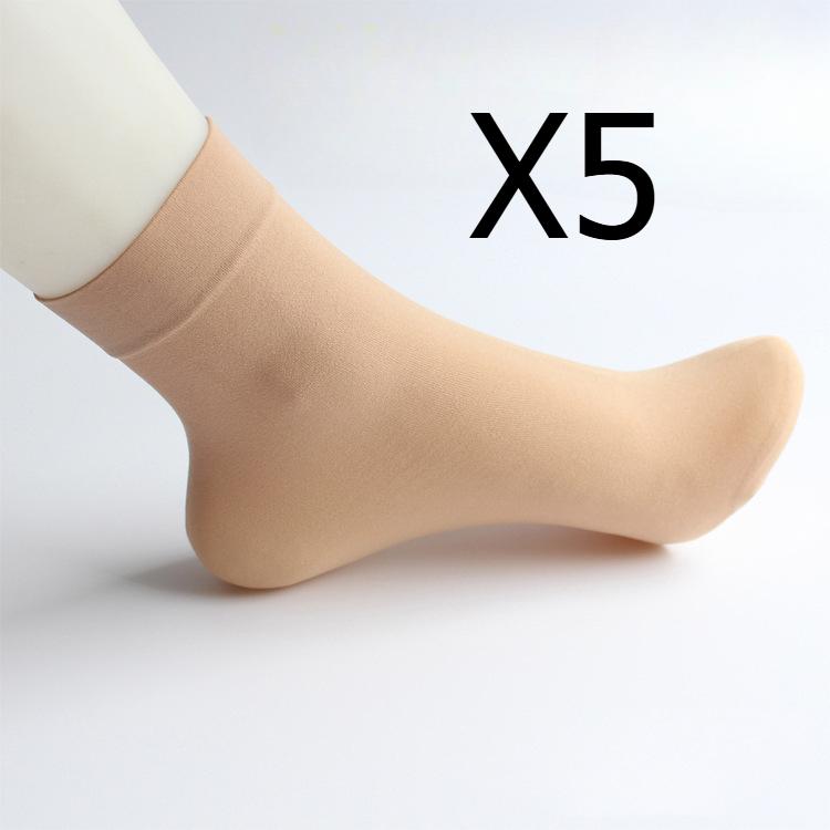 5 Pairs/Set Thickened Velvet Mid-calf Stretch Stockings for Women Elastic Anti-snagging Crystal Socks