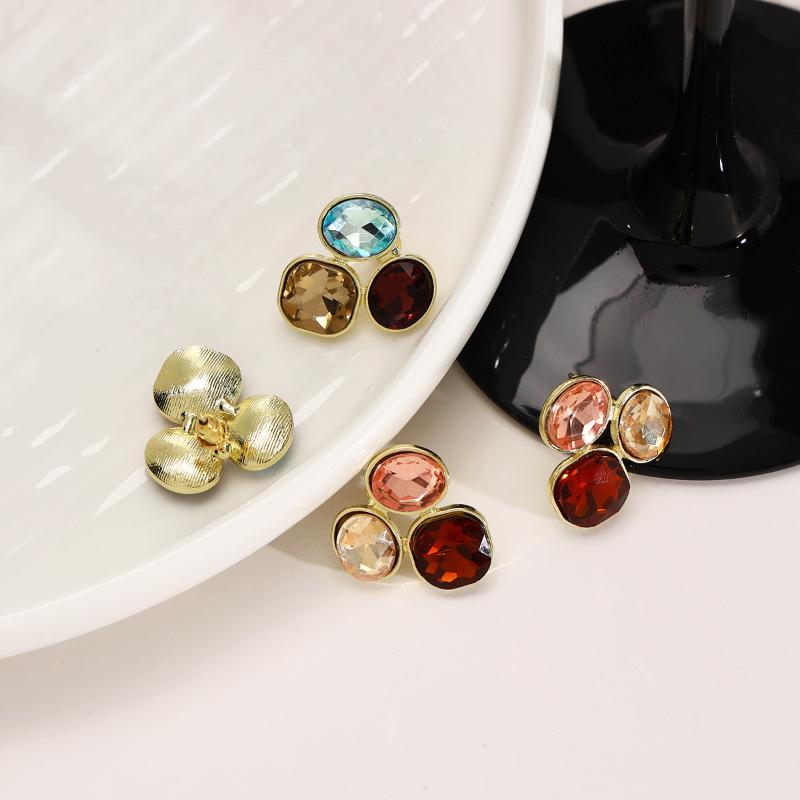 Square Oval  Geometric Stud Earrings For Women Medieval Vintage Light Luxury Simple Jewelry