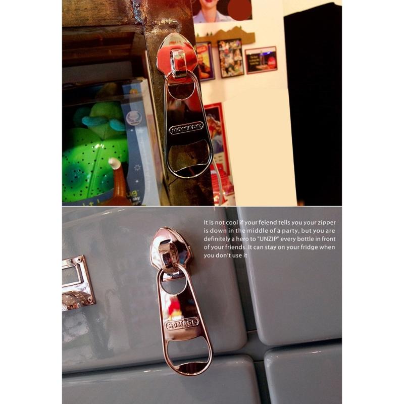 Unique Zippers Shaped Bottle Lid Remover Practical Magnetic Beer Bottle Opener Portable Fridge Can Opener for Parties