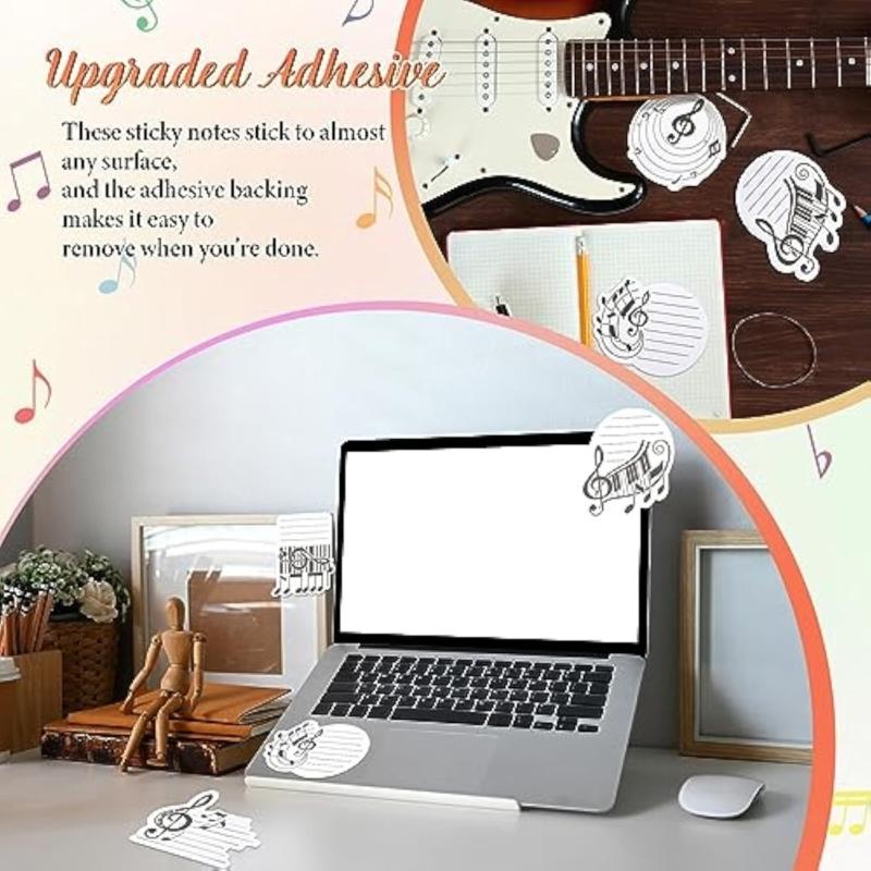 10Pcs Self-Adhesive Stick Notes Pads Musical Note Stick Notes Stick Pads Removable Stick Notes Notepads Stick Note Pads
