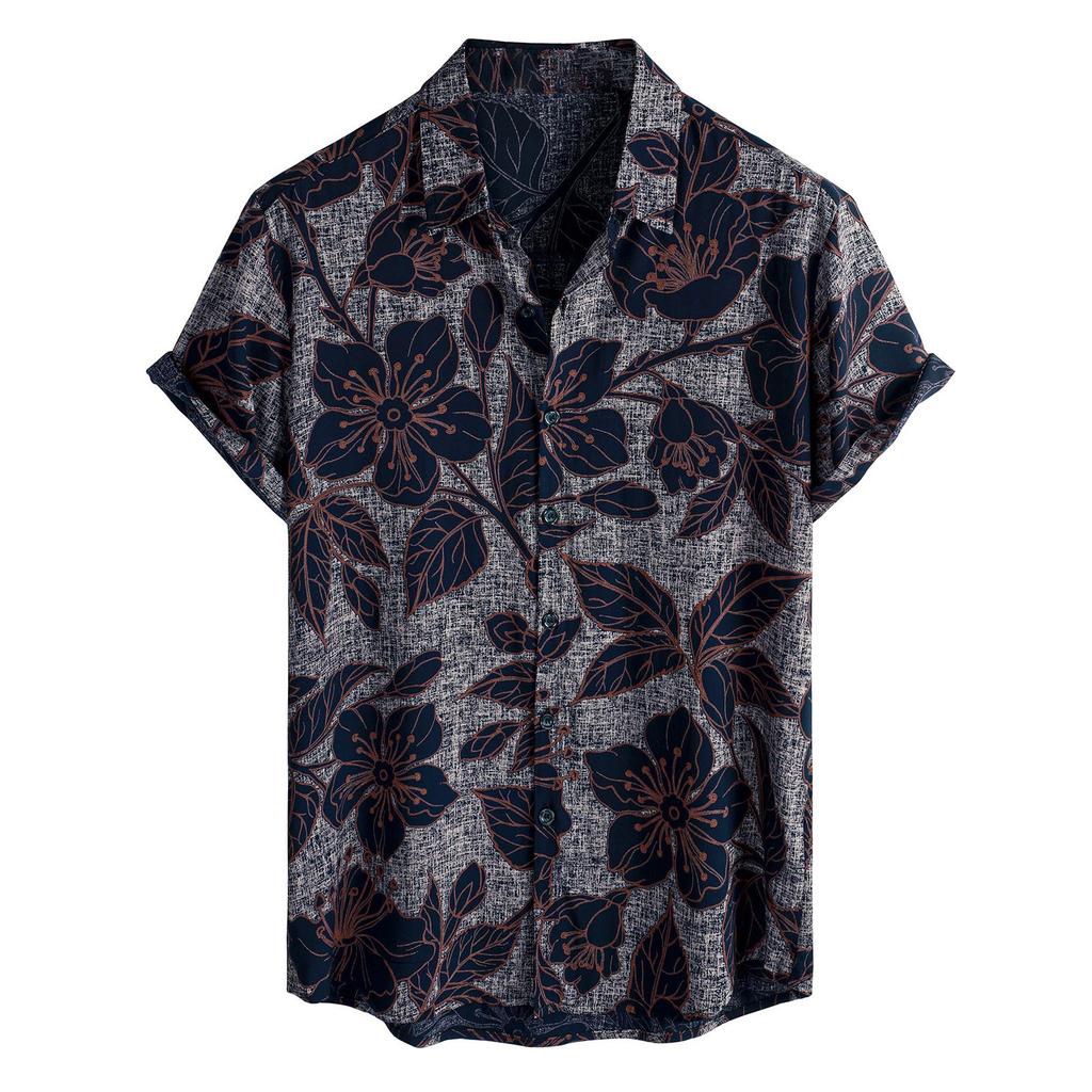 Men's Short Sleeved Shirt, Daily Fashion Printed Button Top, Chest Pocket Cardigan