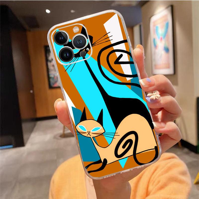 Husa de telefon pentru Iphone 14 Pro Max 13 12 11 Pro Max Xs Xr X 12mini 7 8 Plus Se Husa cu pisici negru cu desene animate Funda