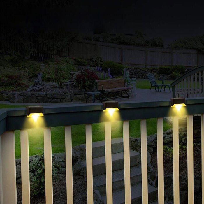 16pcs Solar Lights for Outdoor Patio,waterproof LED Solar Lights for Outdoor Stairs,steps-warm White-brown