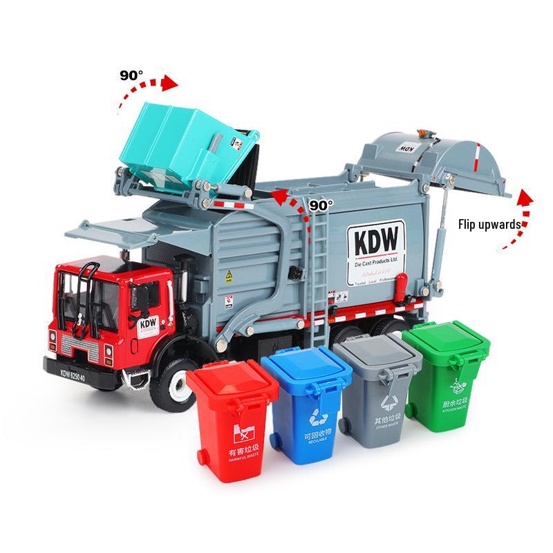 Cadywell 1:24 Garbage Sorting & Disposal Truck Model Toy, Alloy Material
